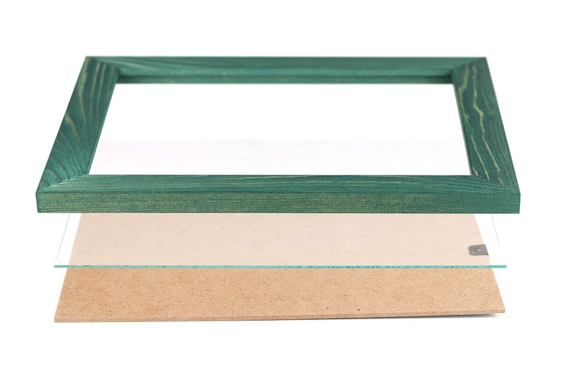 Woodside Rustic Wooden Square Picture Frames 8x8 - Set of 2 - 100% Natural Solid Eco Wood with Real Glass for Wall Mounting and Tabletop Photo Frame - Green - Image 5